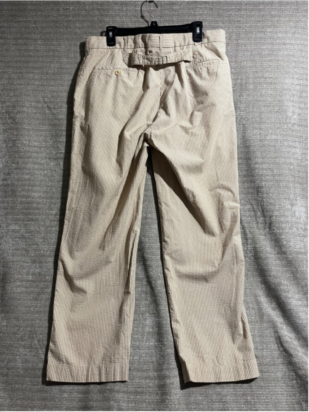 Vintage Polo Buckle Back Ralph Lauren Pants Men’s 38x30 Tan Seersucker Cotton